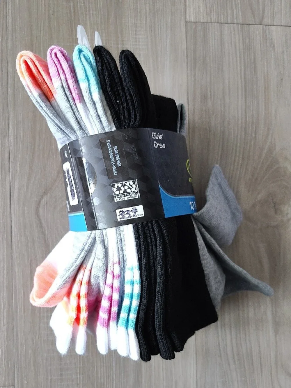Athletic Works Women's/Men's Crew Socks - Black, Gray & Multicolor (10 Pack)